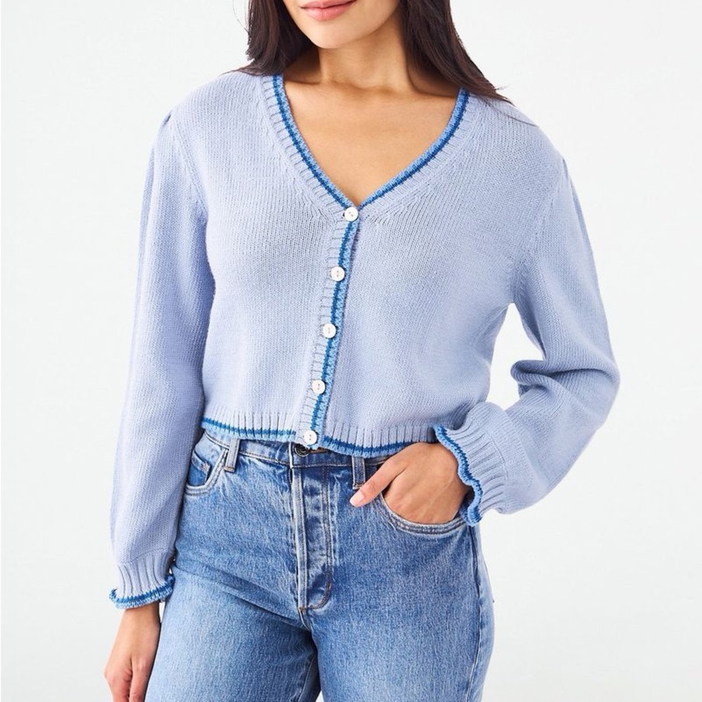 Roller Rabbit Lucien Blue Two-Tone Cardigan